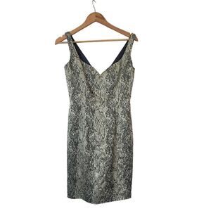 Cache Vintage Snake Print Beaded Sleeveless Satin Cocktail Dress • Size 6 🗣